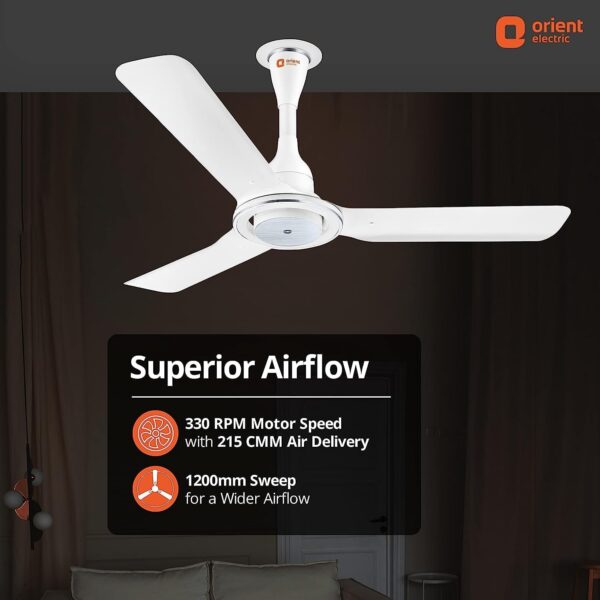 Orient Electricnics I-Float 48 inch Dia. BLDC IOT with Remote Ceiling Fan - White - Image 3